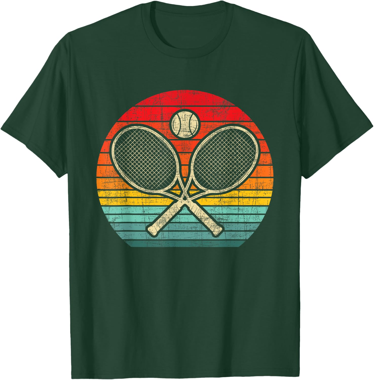 Retro Vintage Crossed Tennis Racket - Sports Lover T-Shirt - T-Shirt | Forest