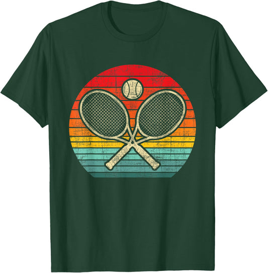 Retro Vintage Crossed Tennis Racket - Sports Lover T-Shirt - T-Shirt | Forest