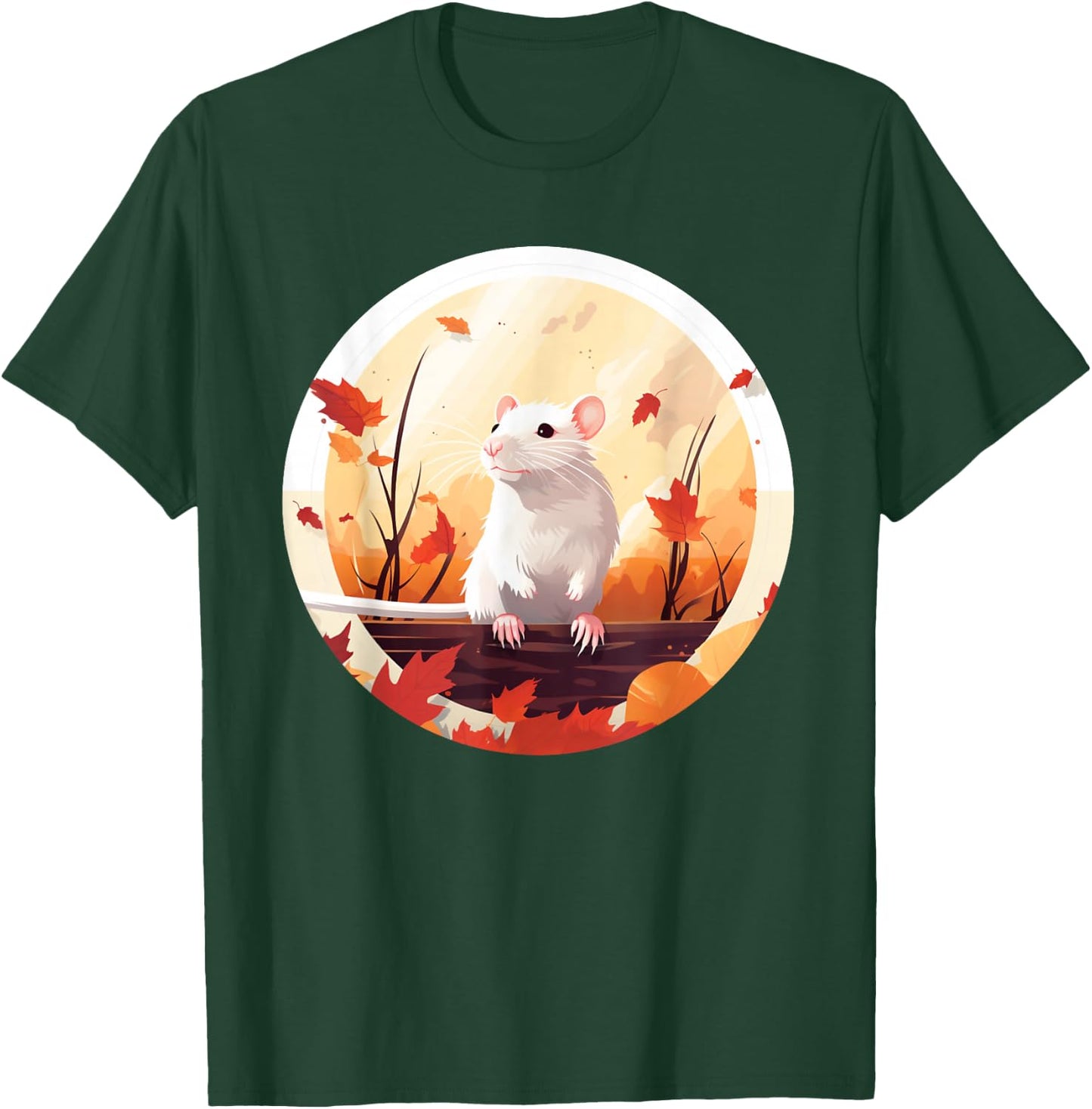 Funny windy Autumn Season with Fall and white Rats for Pets T-Shirt - T-Shirt | Forest