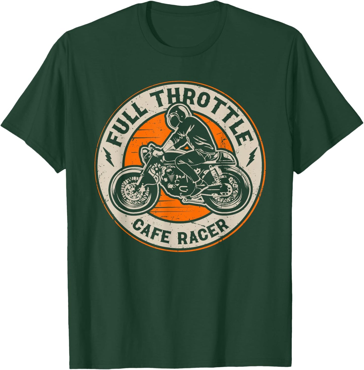 Full Throttle - Vintage Badge Cafe Racer T-Shirt - T-Shirt | Forest