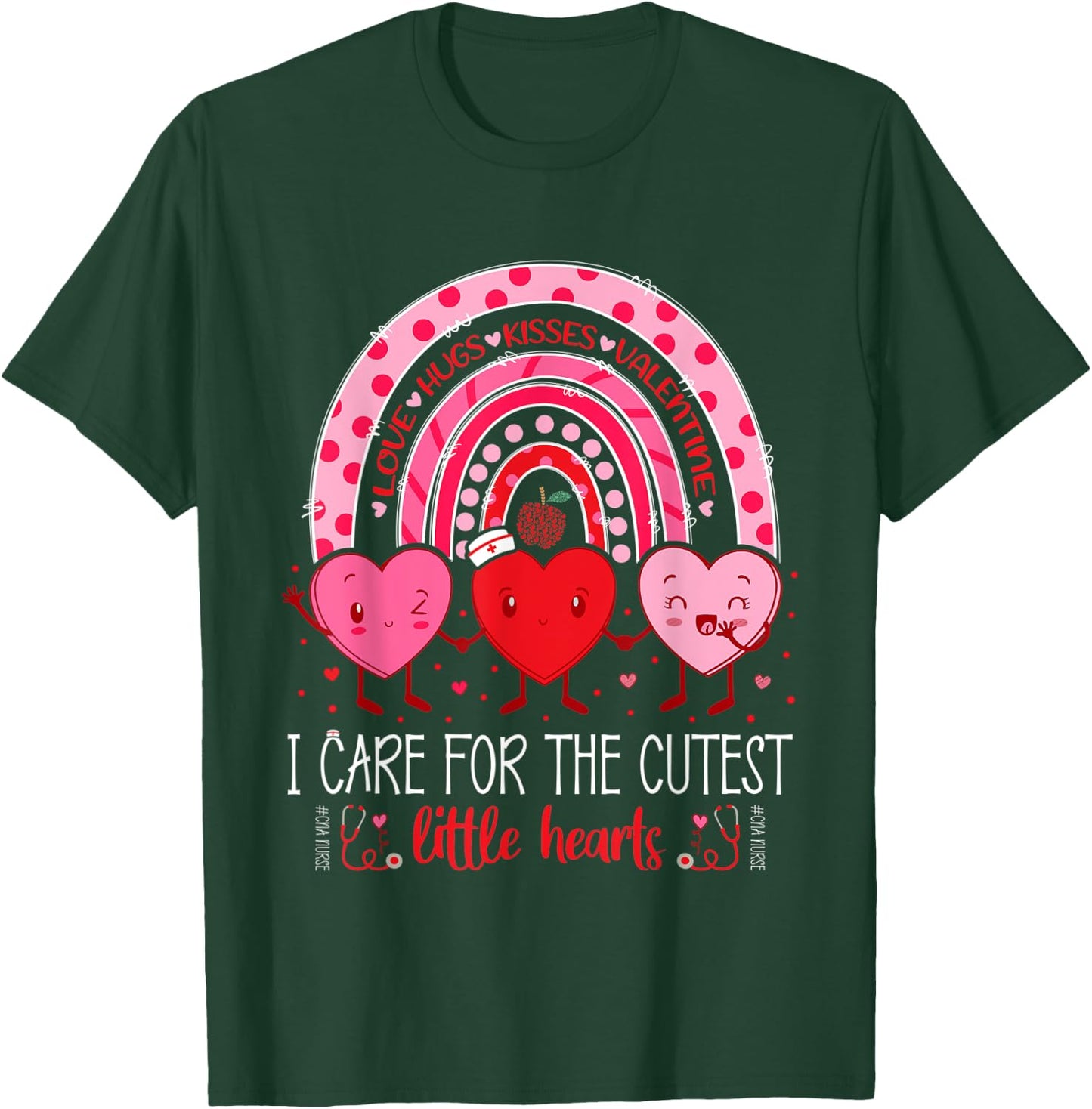 Care For Cutest Little Hearts CNA Nurse Valentines Day Cute T-Shirt - T-Shirt | Forest