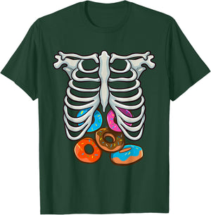 Skeleton Donuts Rib Cage Funny Halloween Costume Cosplay T-Shirt - T-Shirt | Forest