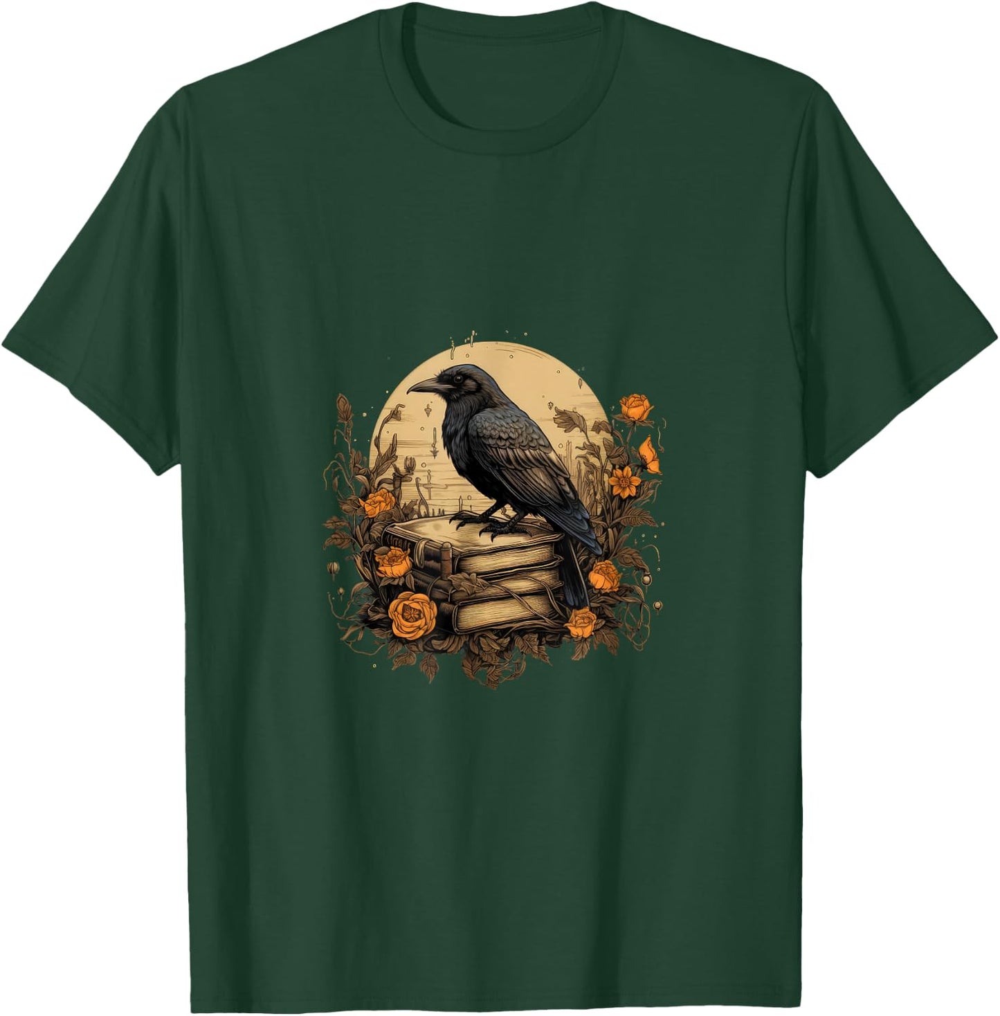 Book Lover Gift Ideas Raven Reading Book Occult Crow T-Shirt - T-Shirt | Forest