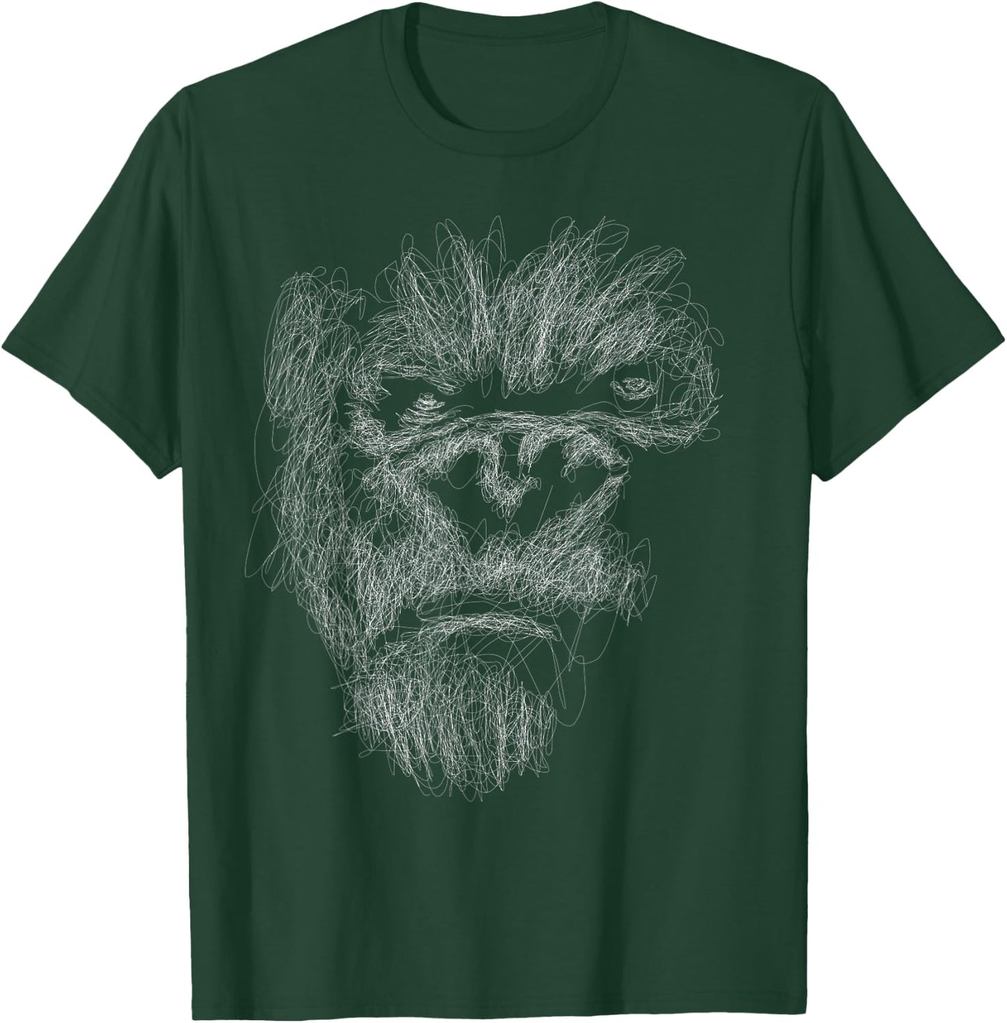 gorilla head scribble art face for lover Silverback animal T-Shirt - T-Shirt | Forest