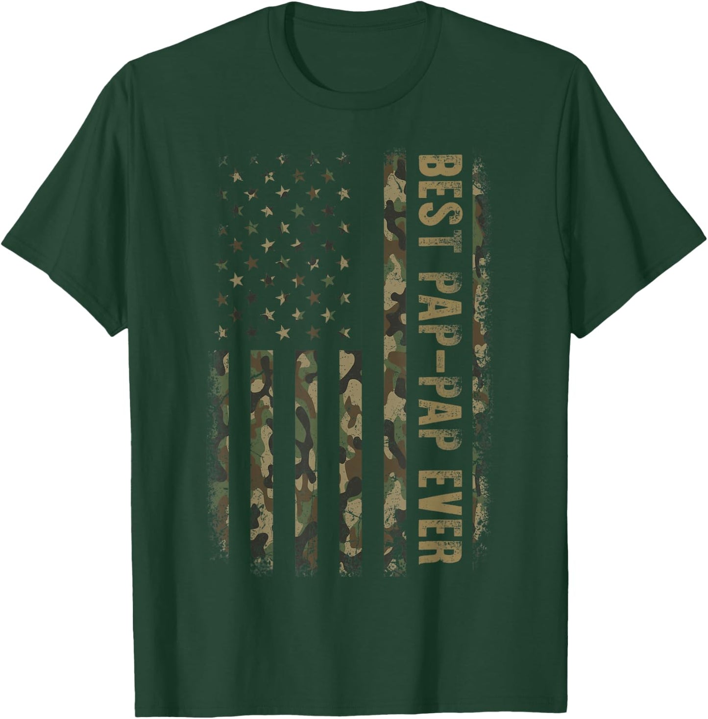 Best Pap Pap Ever Camouflage American Flag Father's Day T-Shirt - T-Shirt | Forest