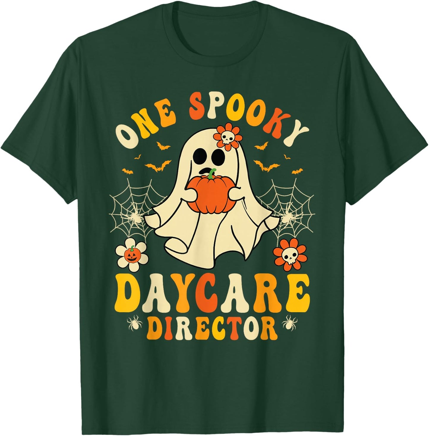 One Spooky Daycare Director Retro Halloween Ghost Pumpkin T-Shirt - T-Shirt | Forest