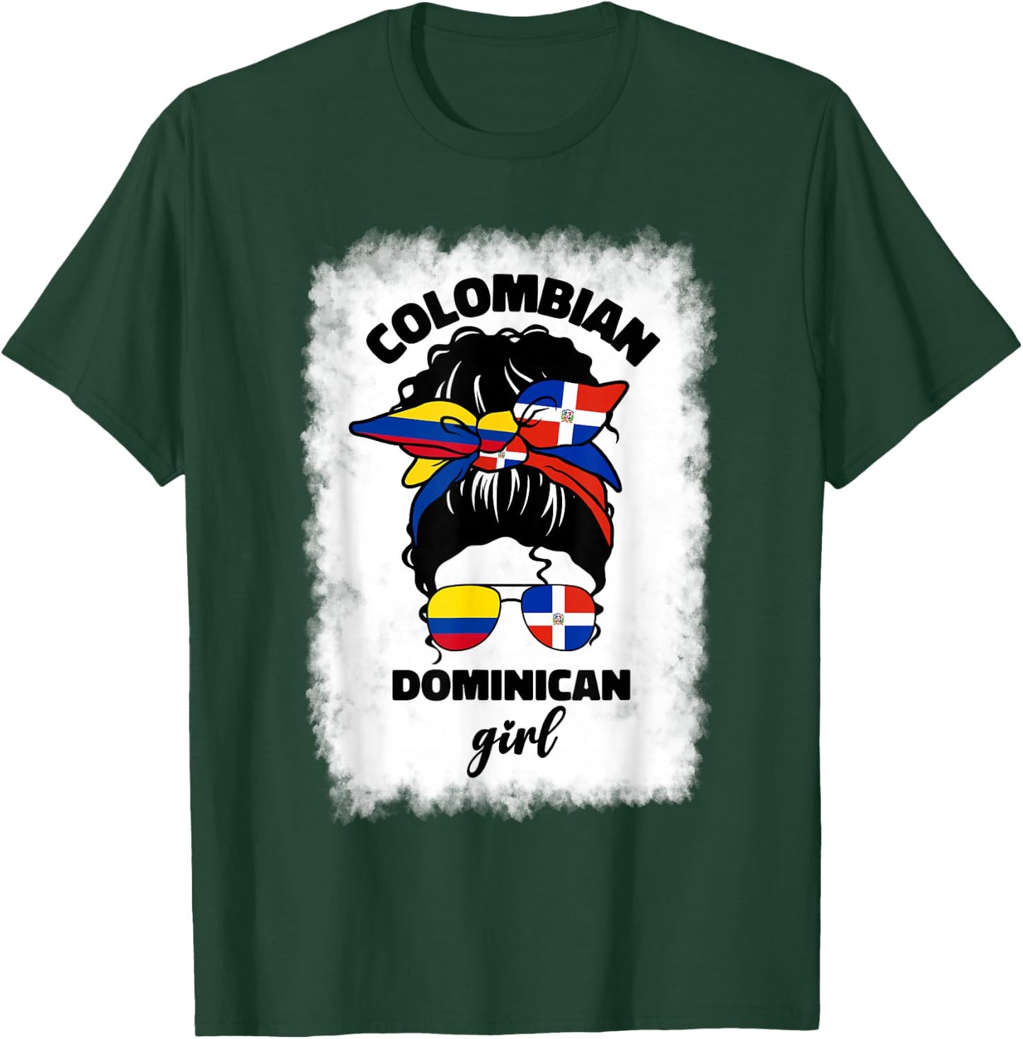 Half Dominican And Colombian Colombia Flag Girl Girls Mix T-Shirt - T-Shirt | Forest