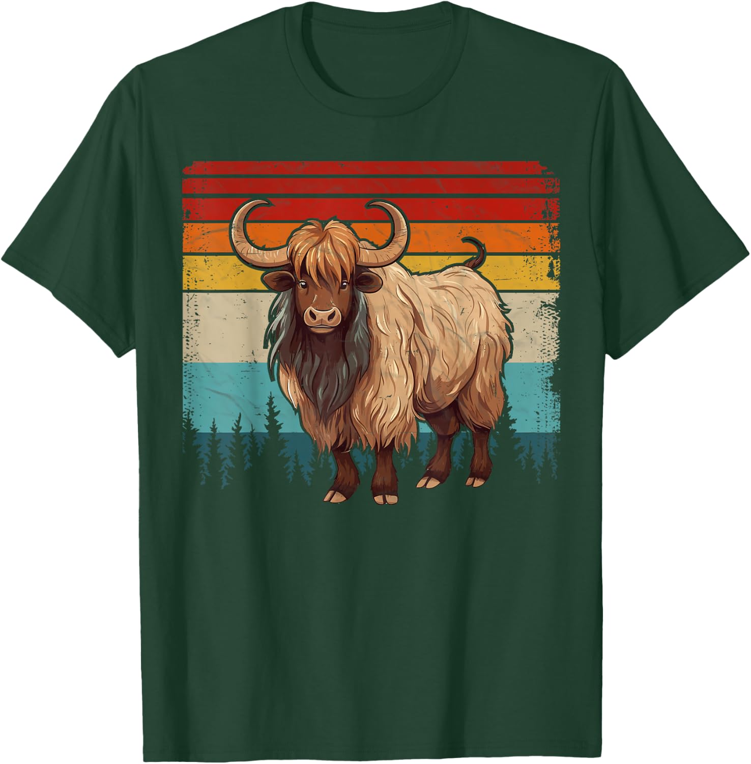 Yak Vintage Distressed Retro Style Cool Yak T-Shirt - T-Shirt | Forest