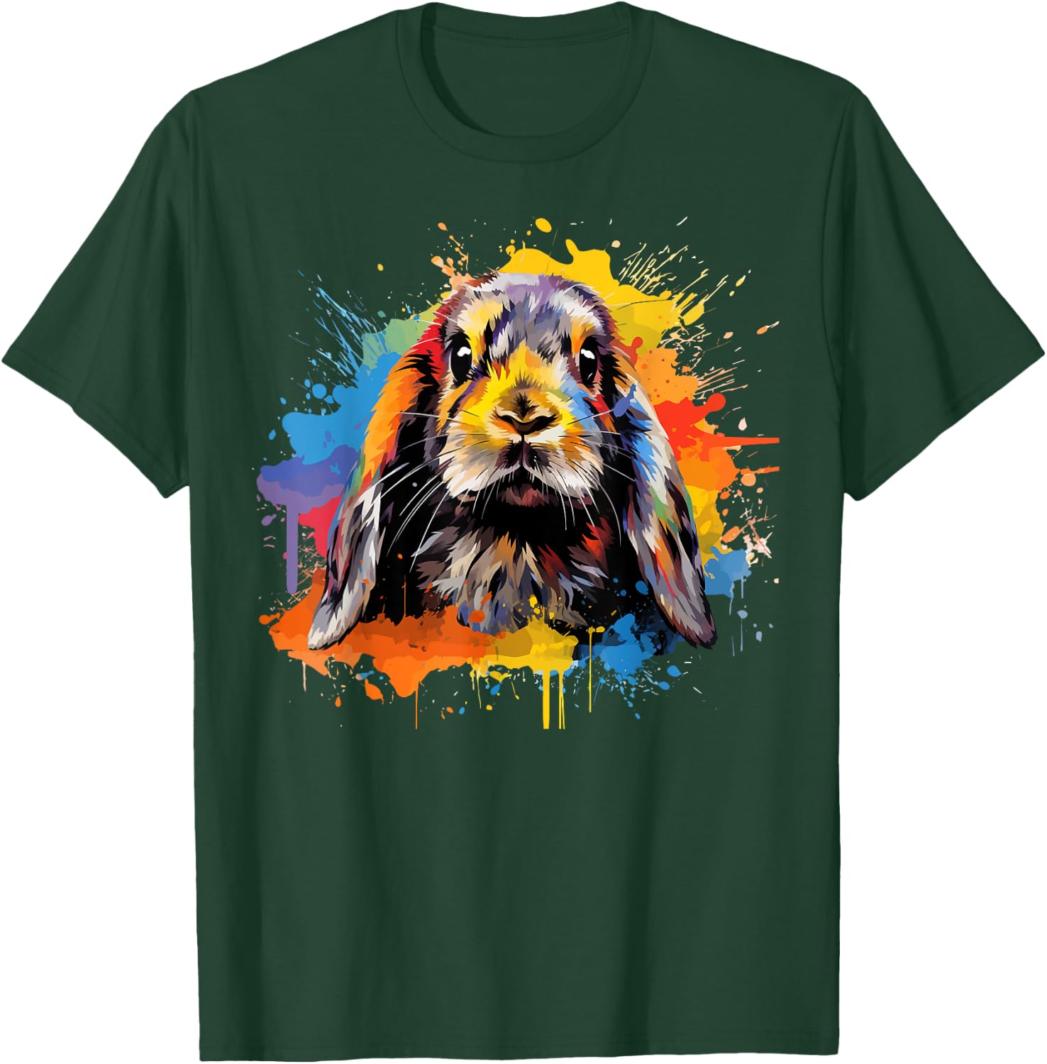 Colorful Cute French Lop Rabbit Lover Splash Art T-Shirt - T-Shirt | Forest