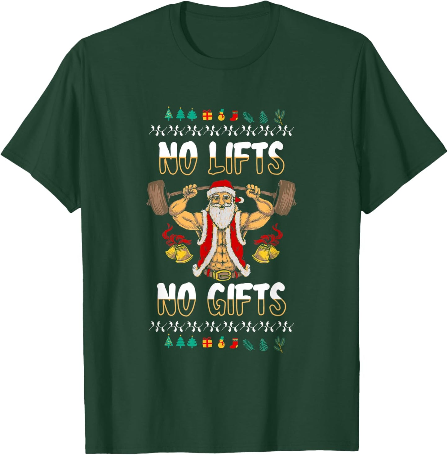 Ugly Christmas Gym Santa Powerlifting T-Shirt - T-Shirt | Forest