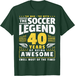 40th Birthday Soccer Player 40 Years T-Shirt - T-Shirt | Forest