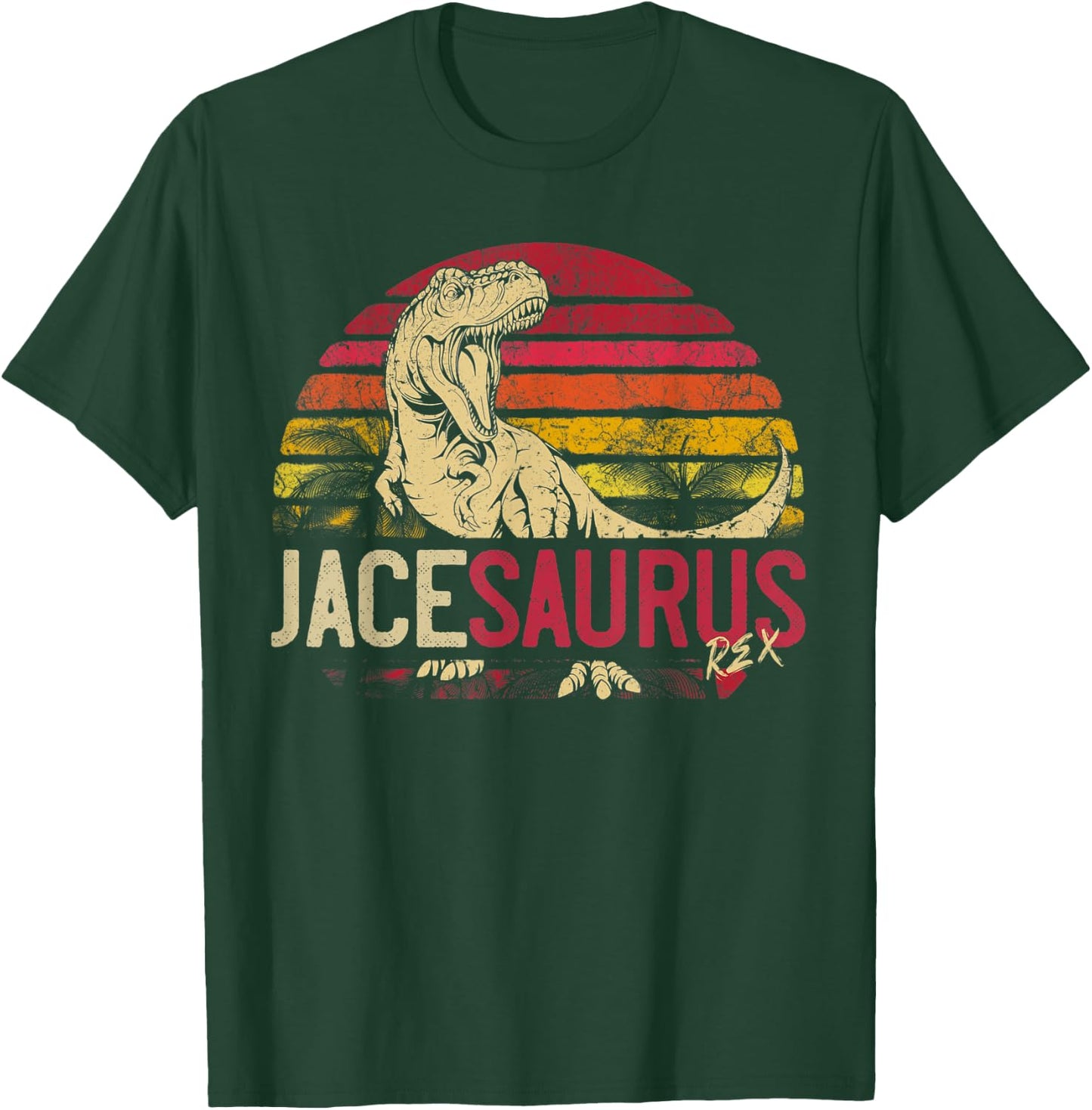 Jace Saurus Funny Personalized Dinosaur T Rex Name Boys Gift T-Shirt - T-Shirt | Forest
