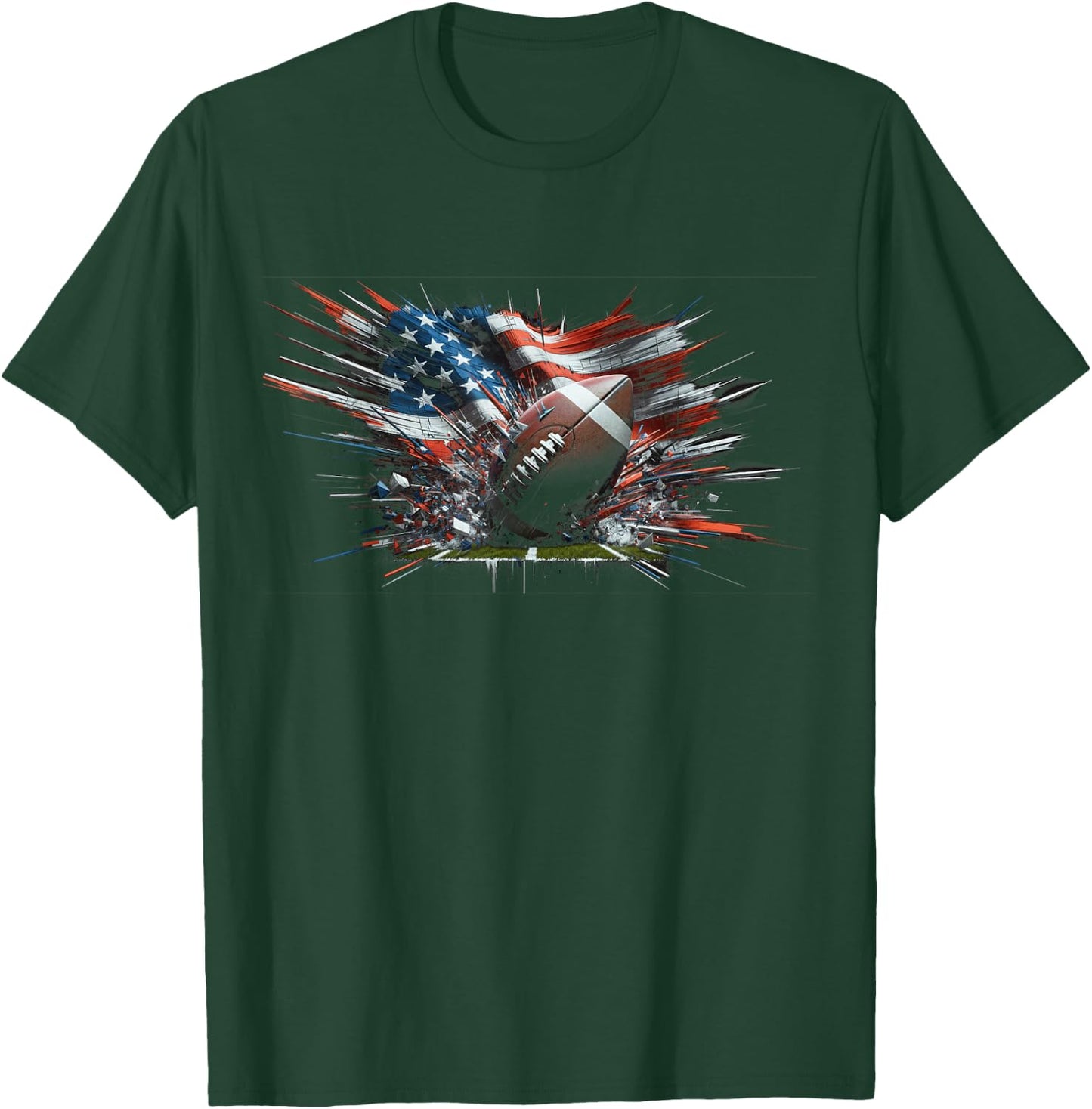 American football 4th Of July Men USA American Flag Boys T-Shirt - T-Shirt | Forest