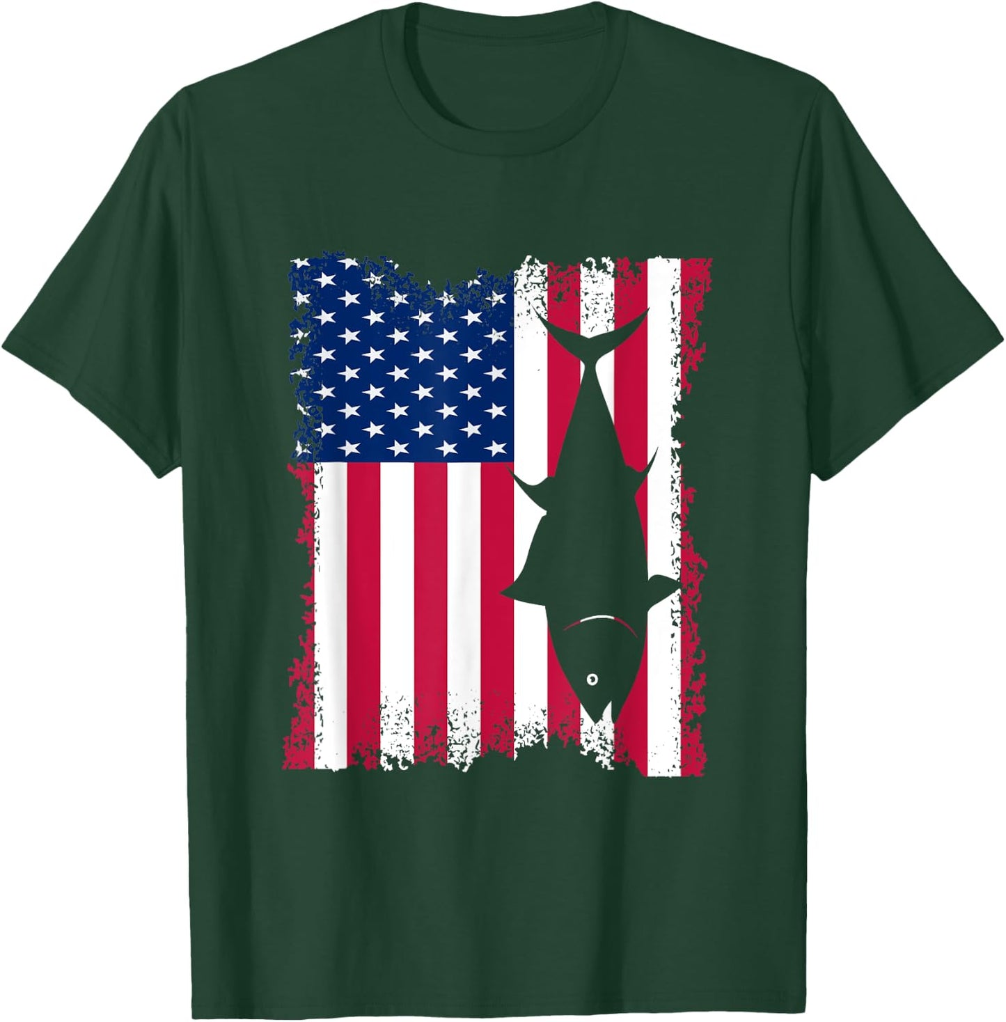 Vintage Love Yellowfin Tuna Vintage US Flag Bluefin Tuna T-Shirt - T-Shirt | Forest