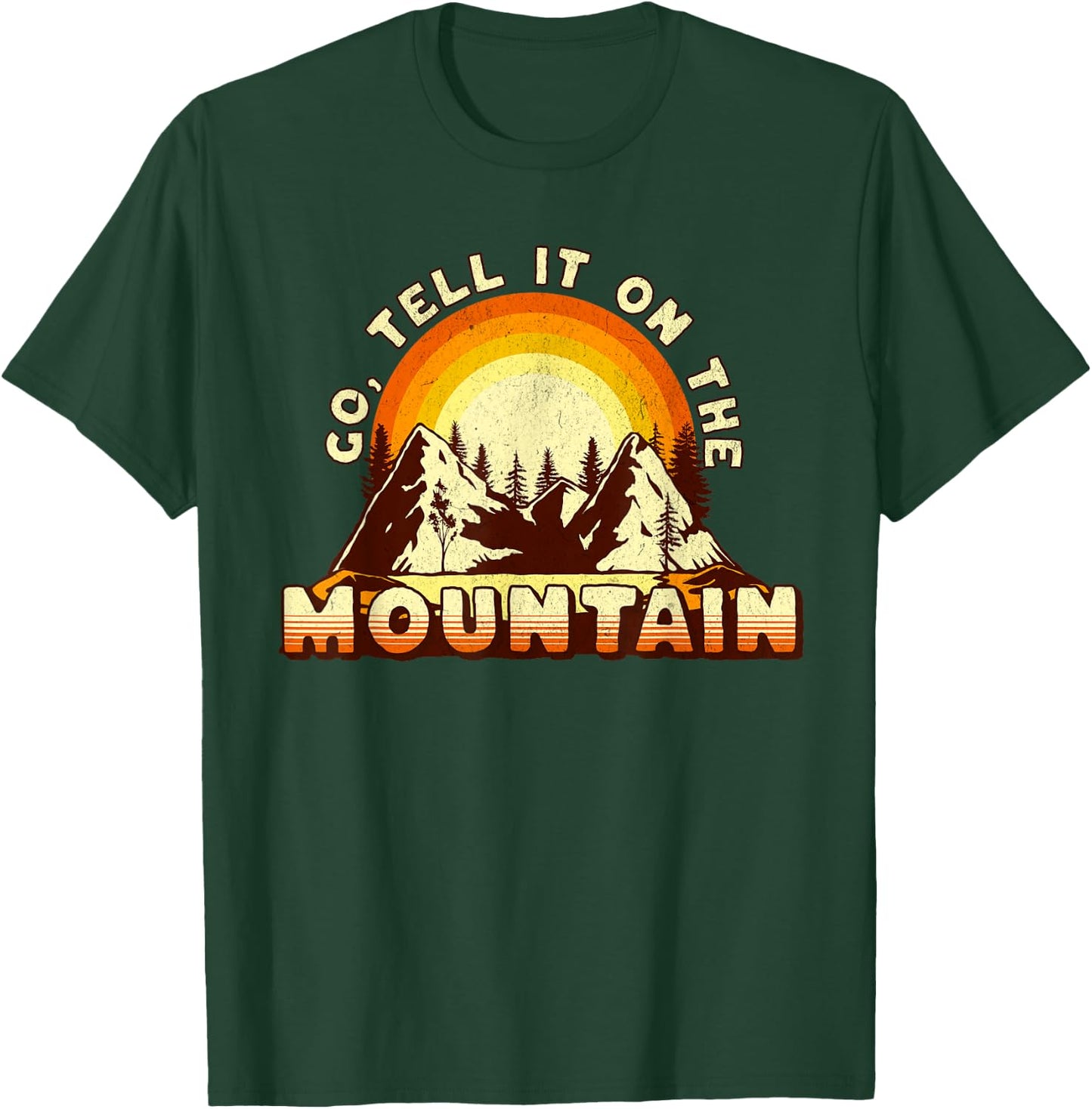 Go Tell It On the Mountain Retro Sunset Christmas Carol T-Shirt - T-Shirt | Forest