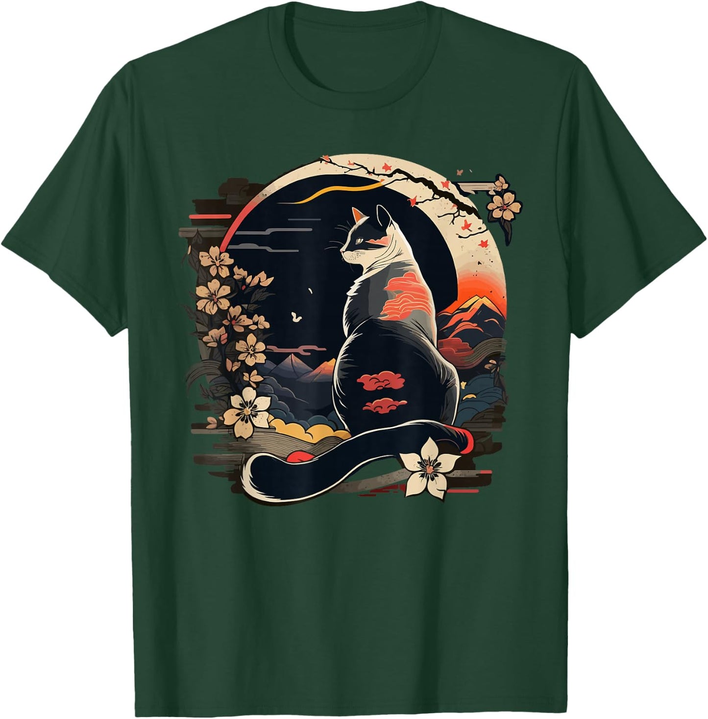 Kawaii Cat Anime Japanese Retro Men Women Kids Funny Cat T-Shirt - T-Shirt | Forest
