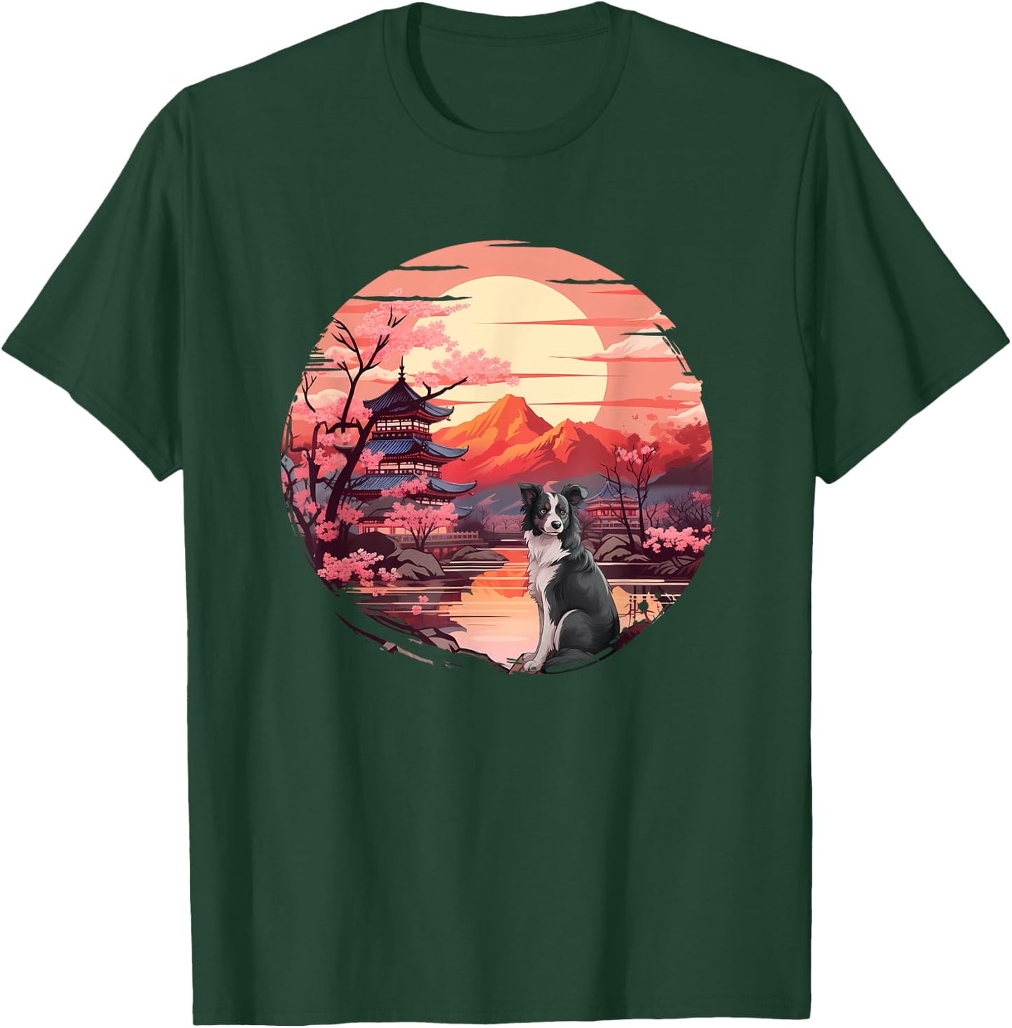 Japanese Sunset Border Collie T-Shirt - T-Shirt | Forest