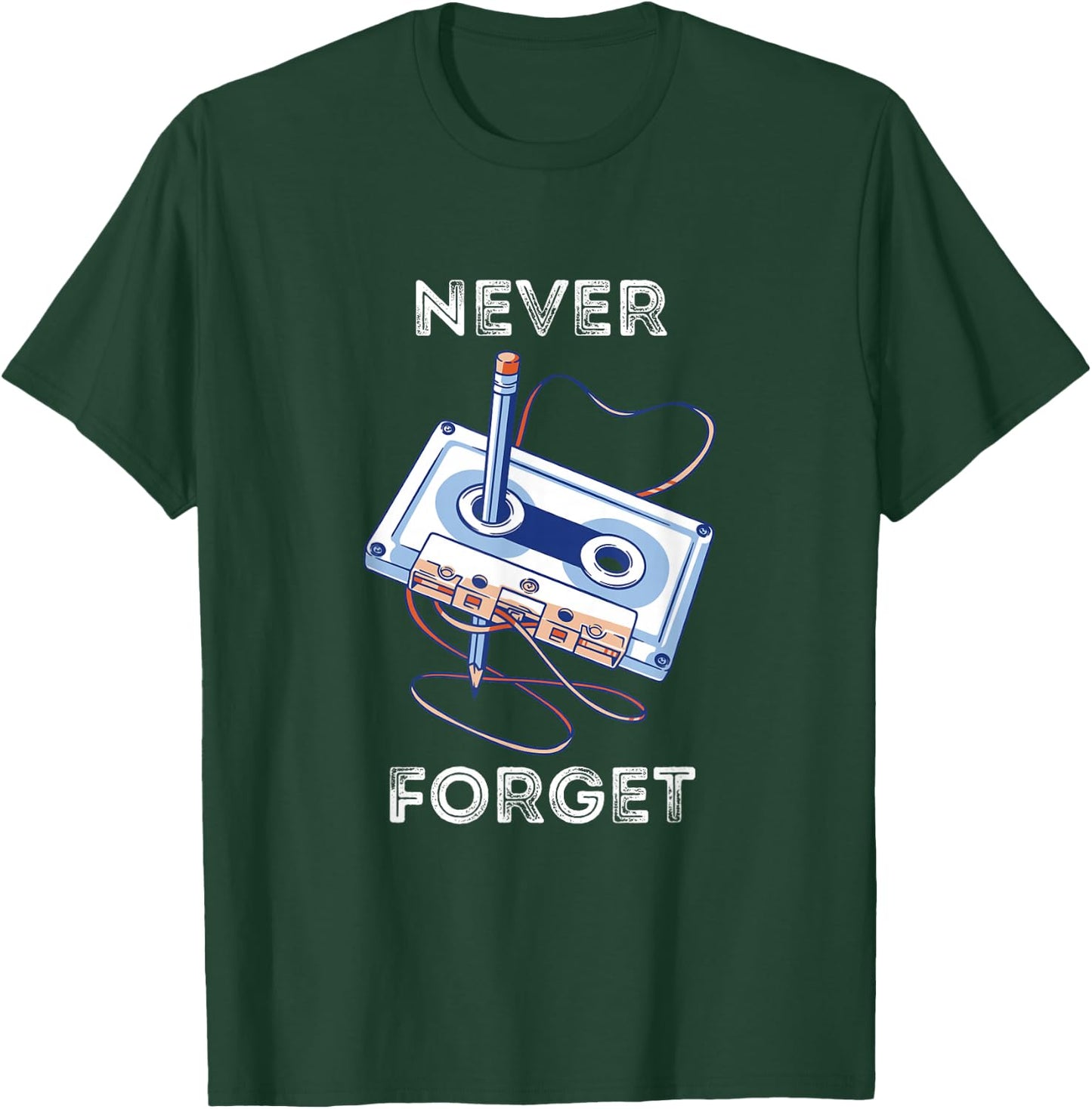 Never Forget Cassette Tape Old School Music Throwback Retro T-Shirt - T-Shirt | Forest