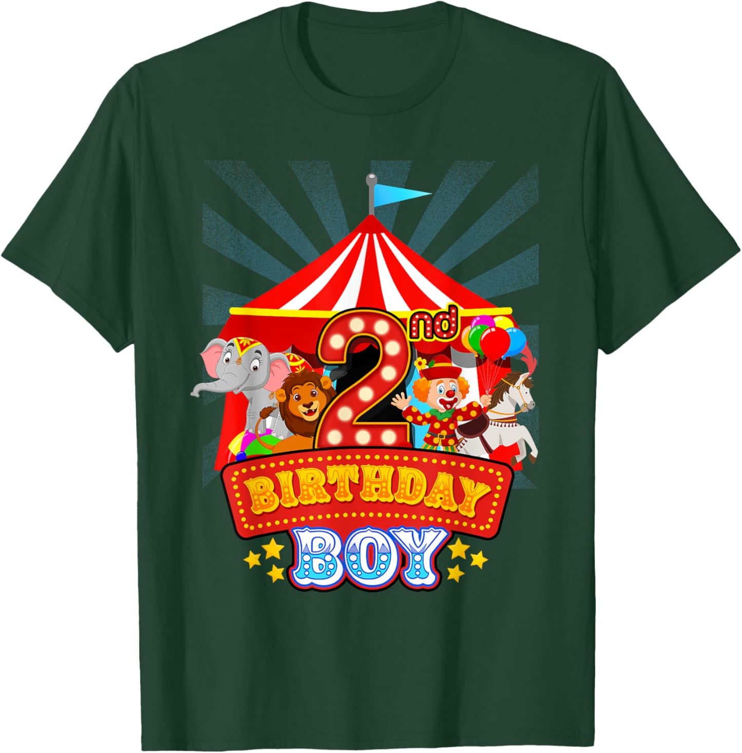 2nd Birthday Outfit Boy 2 Year Old Circus Carnival Bday T-Shirt - T-Shirt | Forest