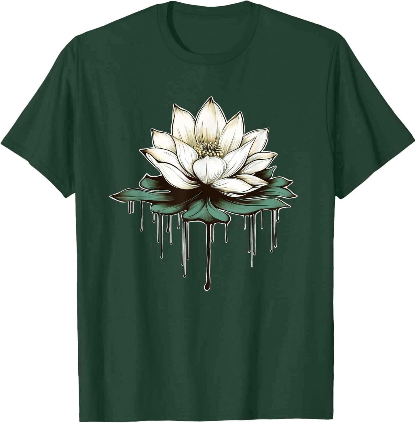 Yoga Botanical Lotus Spiritual T-Shirt - T-Shirt | Forest