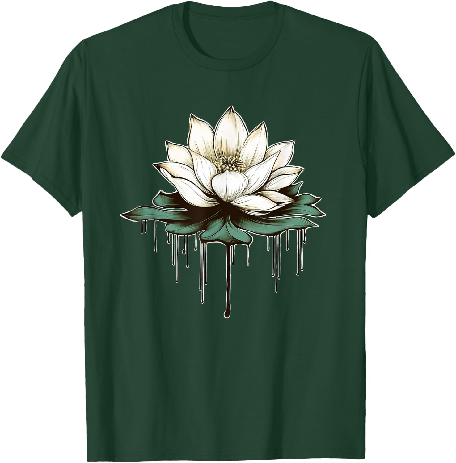Yoga Botanical Lotus Spiritual T-Shirt - T-Shirt | Forest