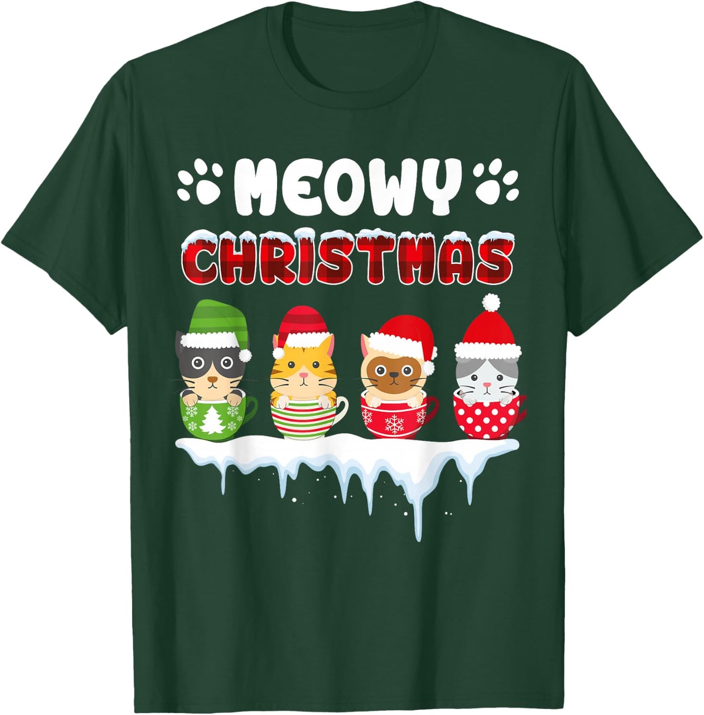 Funny Cat Meowy Christmas T-Shirt - T-Shirt | Forest