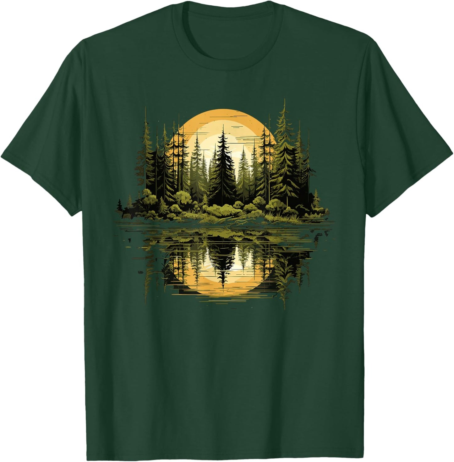Nature Reflection Forest Trees Outdoor Wildlife T-Shirt - T-Shirt | Forest