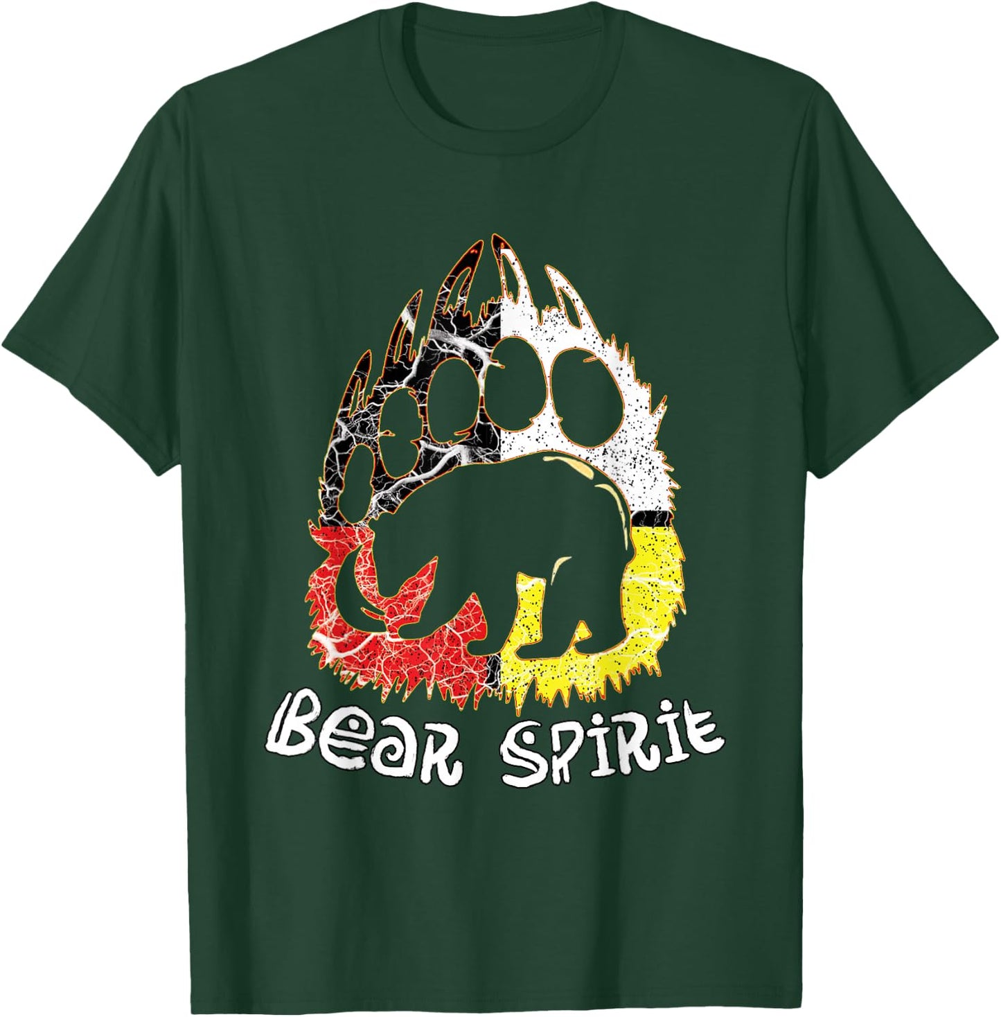 Native American Bear Spirit, Bear Paw T-Shirt - T-Shirt | Forest
