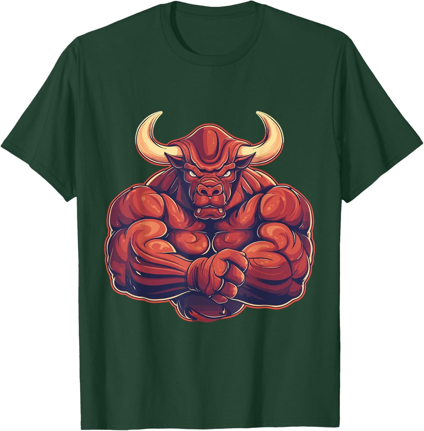 Bull, Muscular, Swole, Weightlifting, Workout, Strong, Bull T-Shirt - T-Shirt | Forest