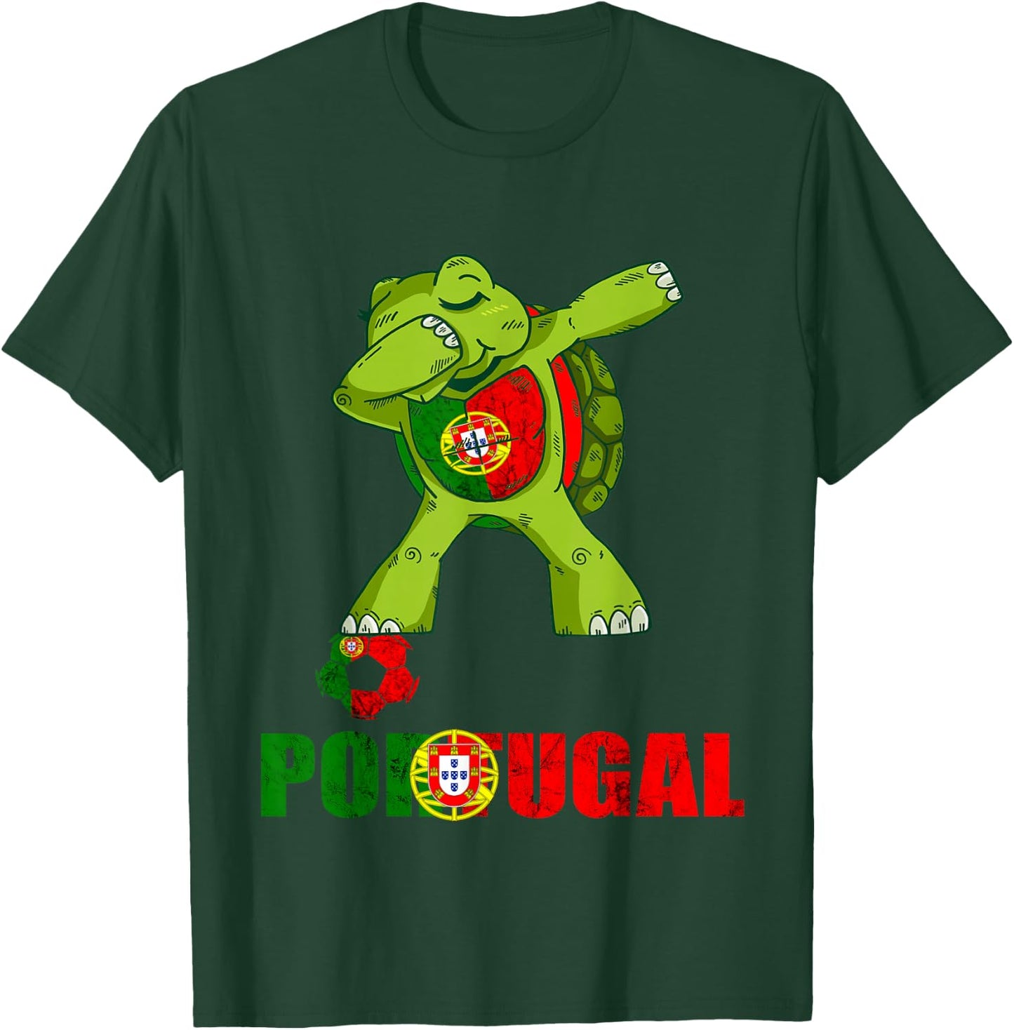Dabbing Turtle Portugal Soccer Portuguese Roots Portugal T-Shirt - T-Shirt | Forest