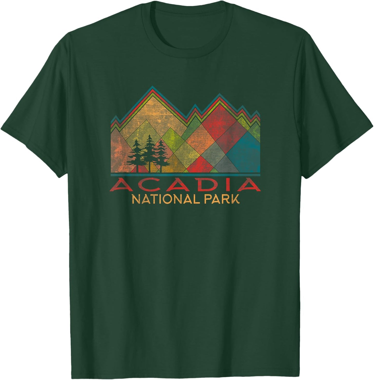 Acadia National Park Destinations Graphic , -Adults, Black, Small, Short Sleeve, Classic Fit T-Shirt - T-Shirt | Forest