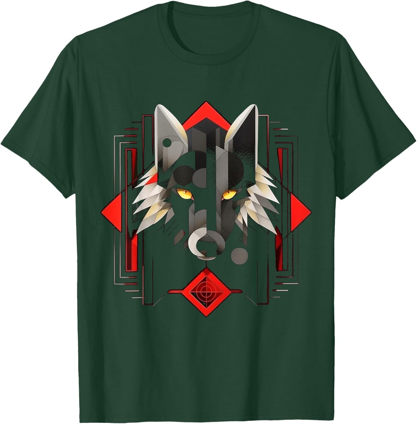 Wolf Geometric Artwork | Animal Motif Wolf T-Shirt - T-Shirt | Forest