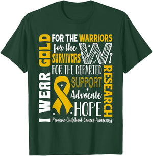 Gold for a Child Fight Warriors Childhood Cancer Awareness T-Shirt - T-Shirt | Forest