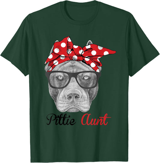 Funny Pittie Aunt Auntie Pitbull Dog Lovers Men Women Kids T-Shirt - T-Shirt | Forest