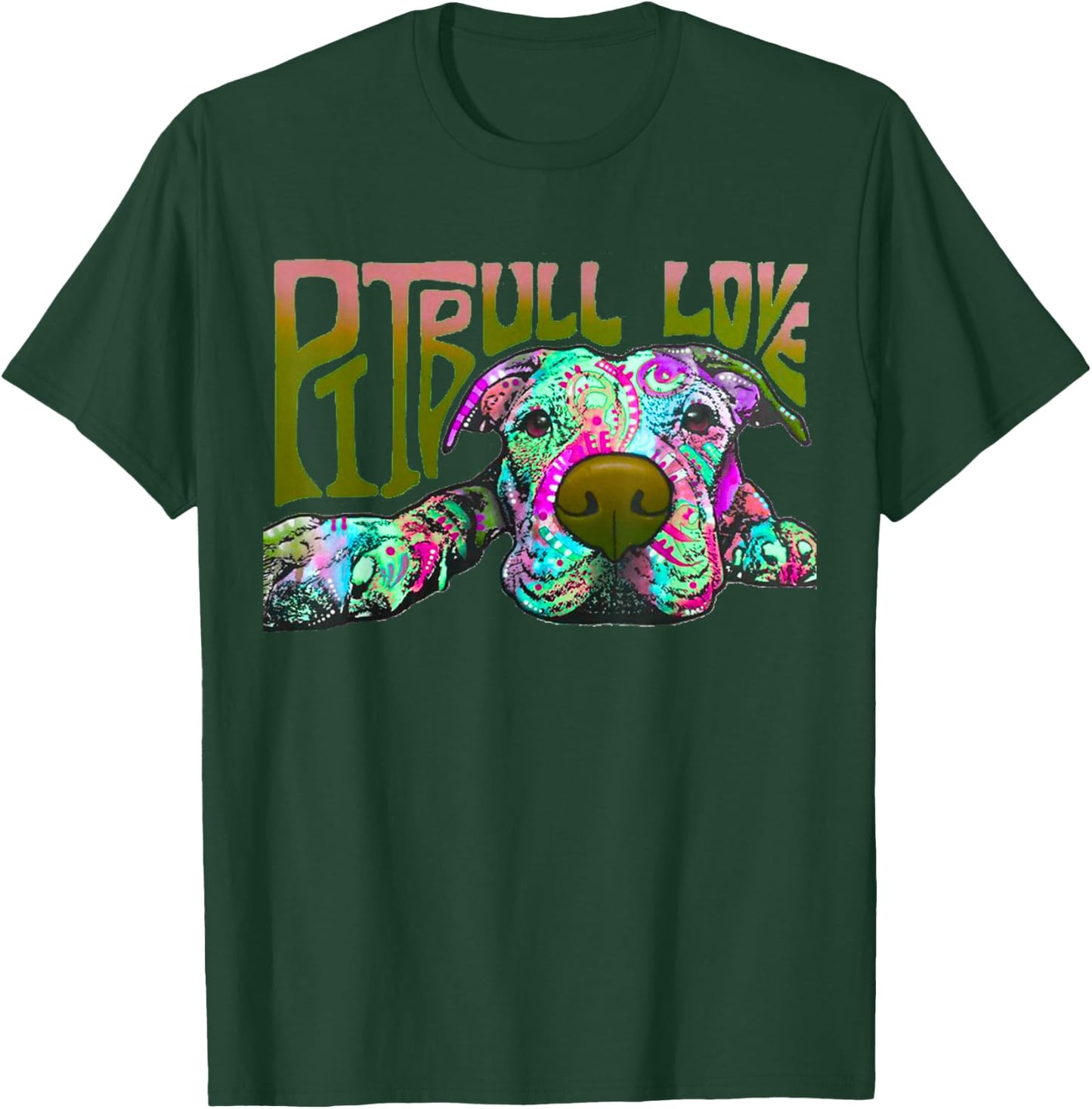 Pitbull Love - Colorful Pitbull Dog T-Shirt - T-Shirt | Forest