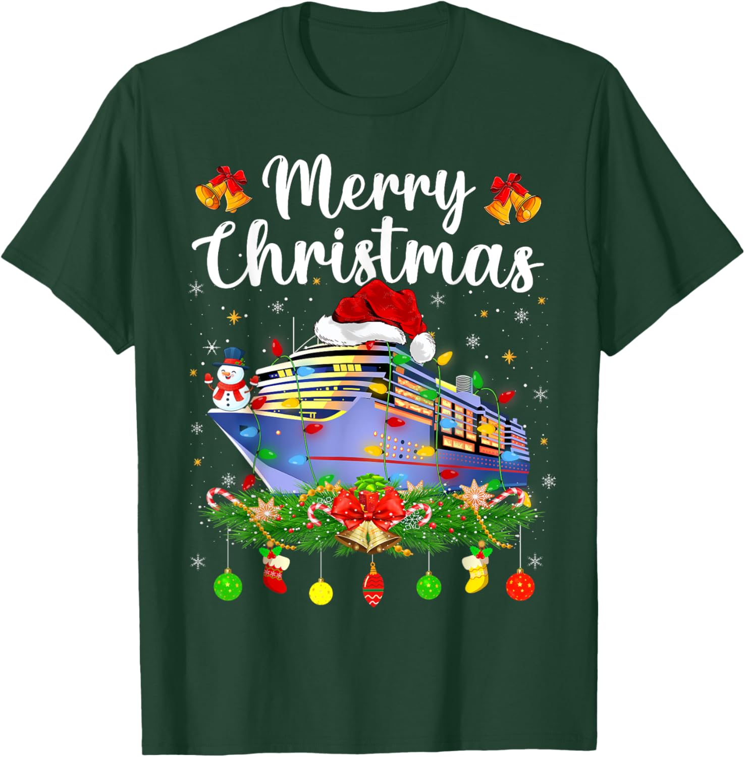 Merry Cruisemas Xmas Lighting Santa Cruise Ship Christmas T-Shirt - T-Shirt | Forest