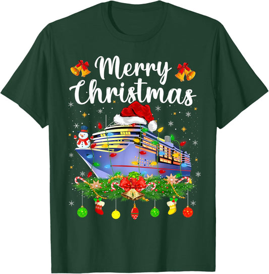Merry Cruisemas Xmas Lighting Santa Cruise Ship Christmas T-Shirt - T-Shirt | Forest
