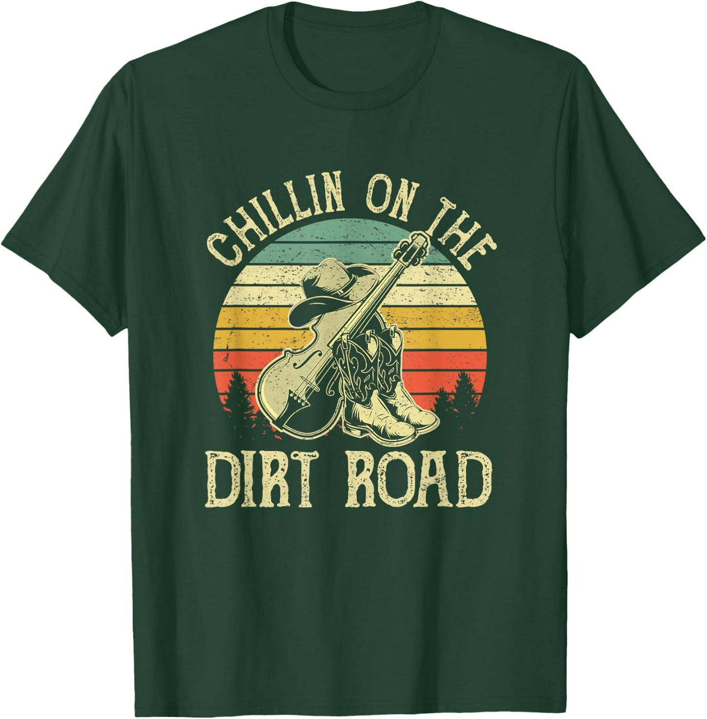 Chillin On The Dirt Road Western Life Rodeo Country Music T-Shirt - T-Shirt | Forest
