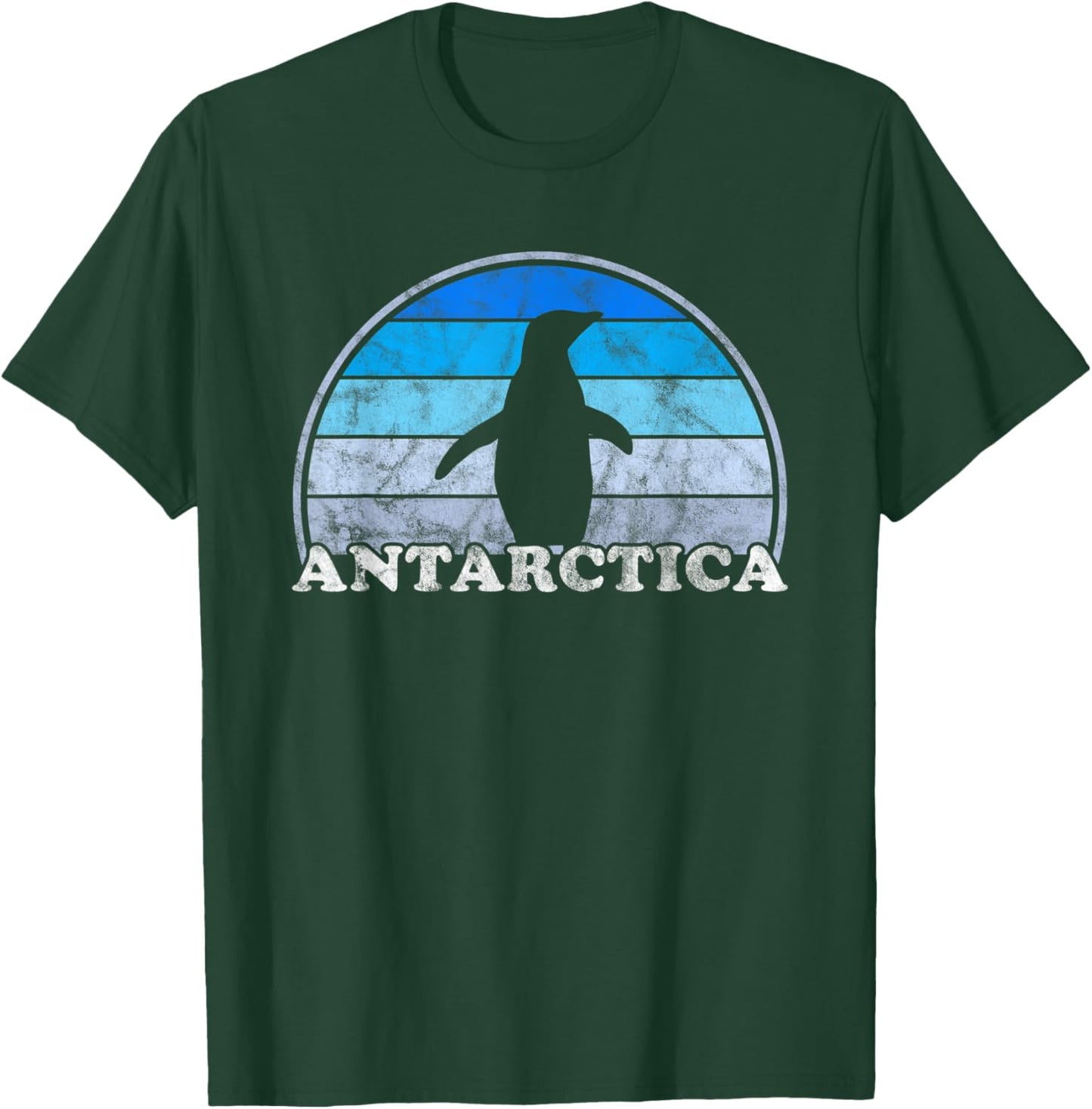 Antarctica - Retro Sunset Penguin Silhouette Artic T-Shirt - T-Shirt | Forest