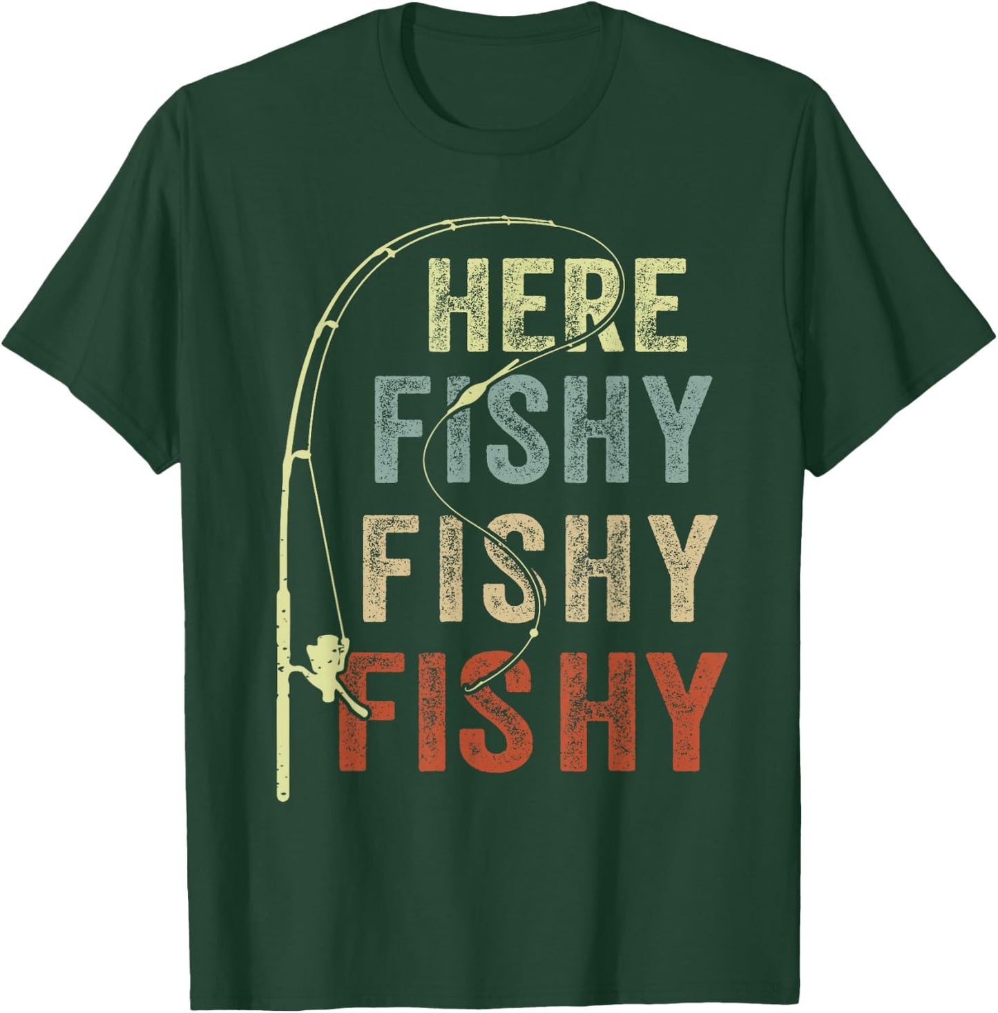 Youth Here-Fishy Fishing-Shirt Boys Toddler Funny Fisherman T-Shirt - T-Shirt | Forest