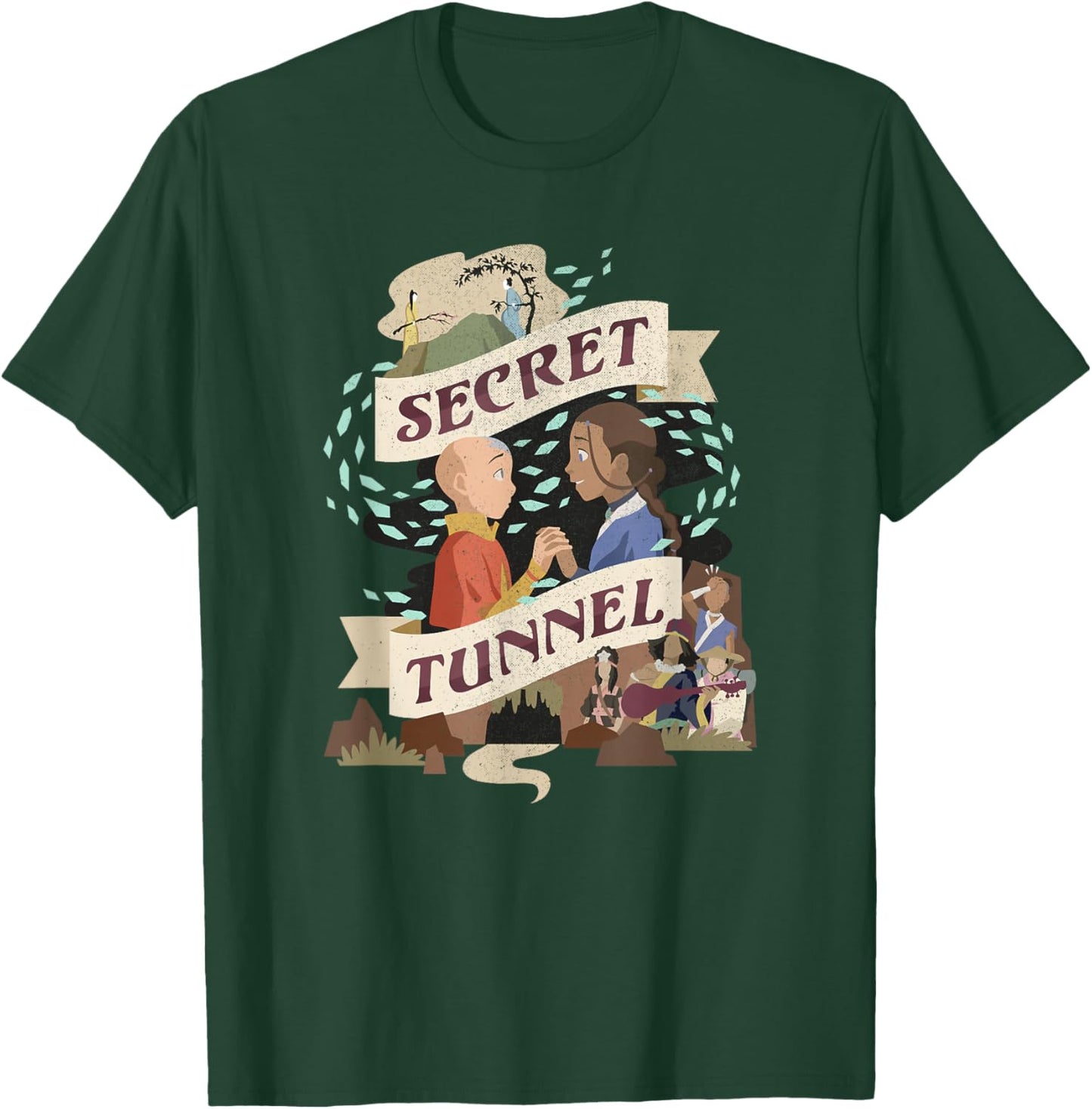 Avatar: The Last Airbender Aang & Katara Secret Tunnel T-Shirt - T-Shirt | Forest