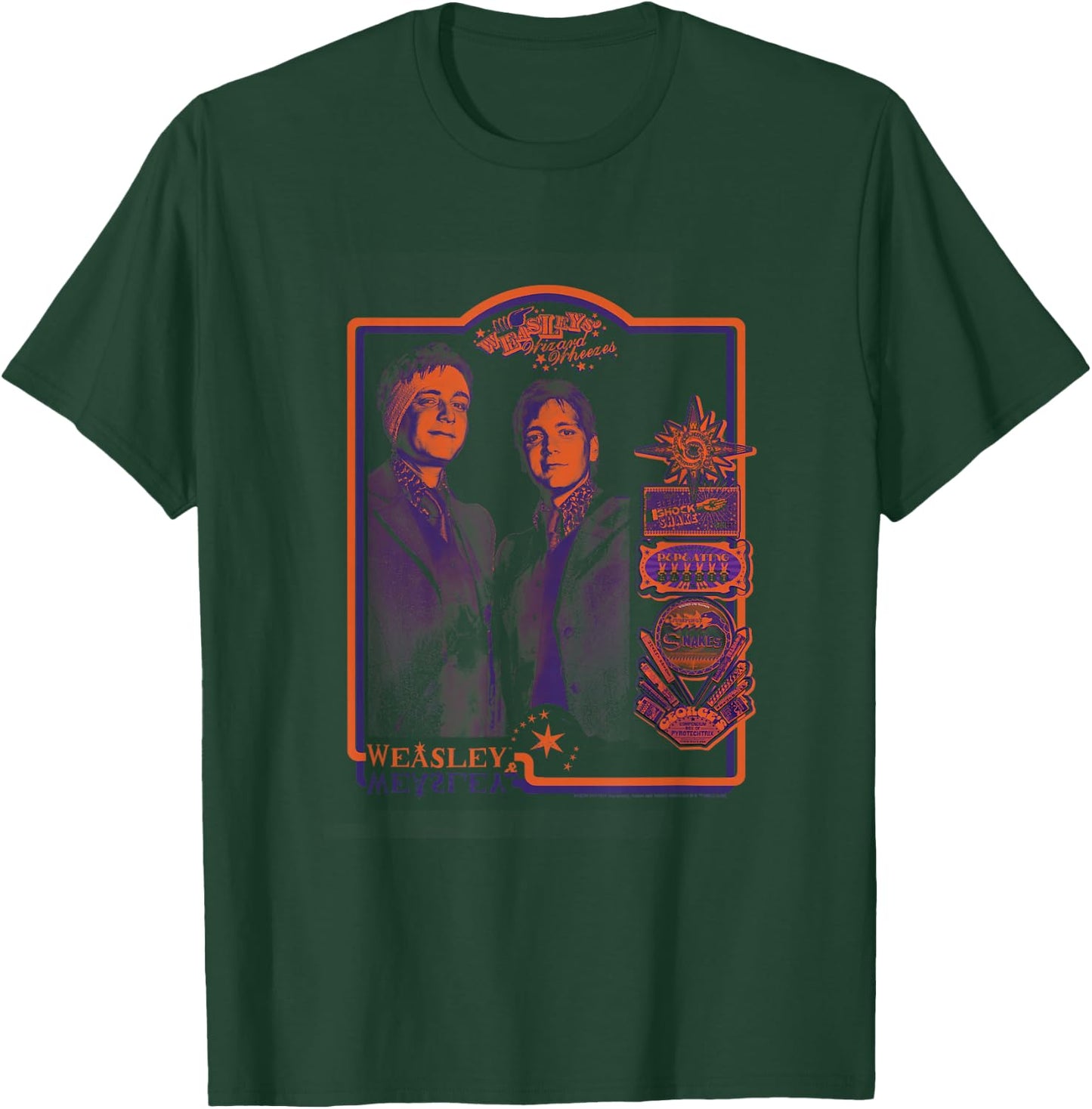 Harry Potter Official Vintage : Weasley Twins - Deathly Hallows - Adults & Kids - Black - Short Sleeve - - Regular Fit - Cotton & Polyester - Machine Wash T-Shirt - T-Shirt | Forest