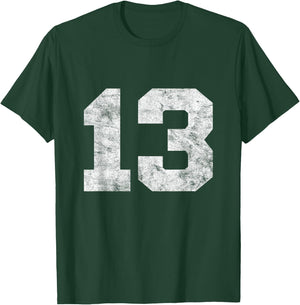 Vintage Lucky Number 13 Birthday Sports Player Team Athlete T-Shirt - T-Shirt | Forest