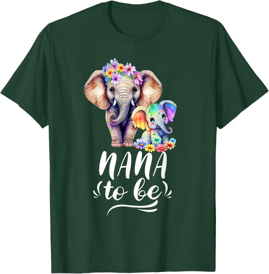 Nana To Be Elephant Baby Shower Colorful Flower T-Shirt - T-Shirt | Forest