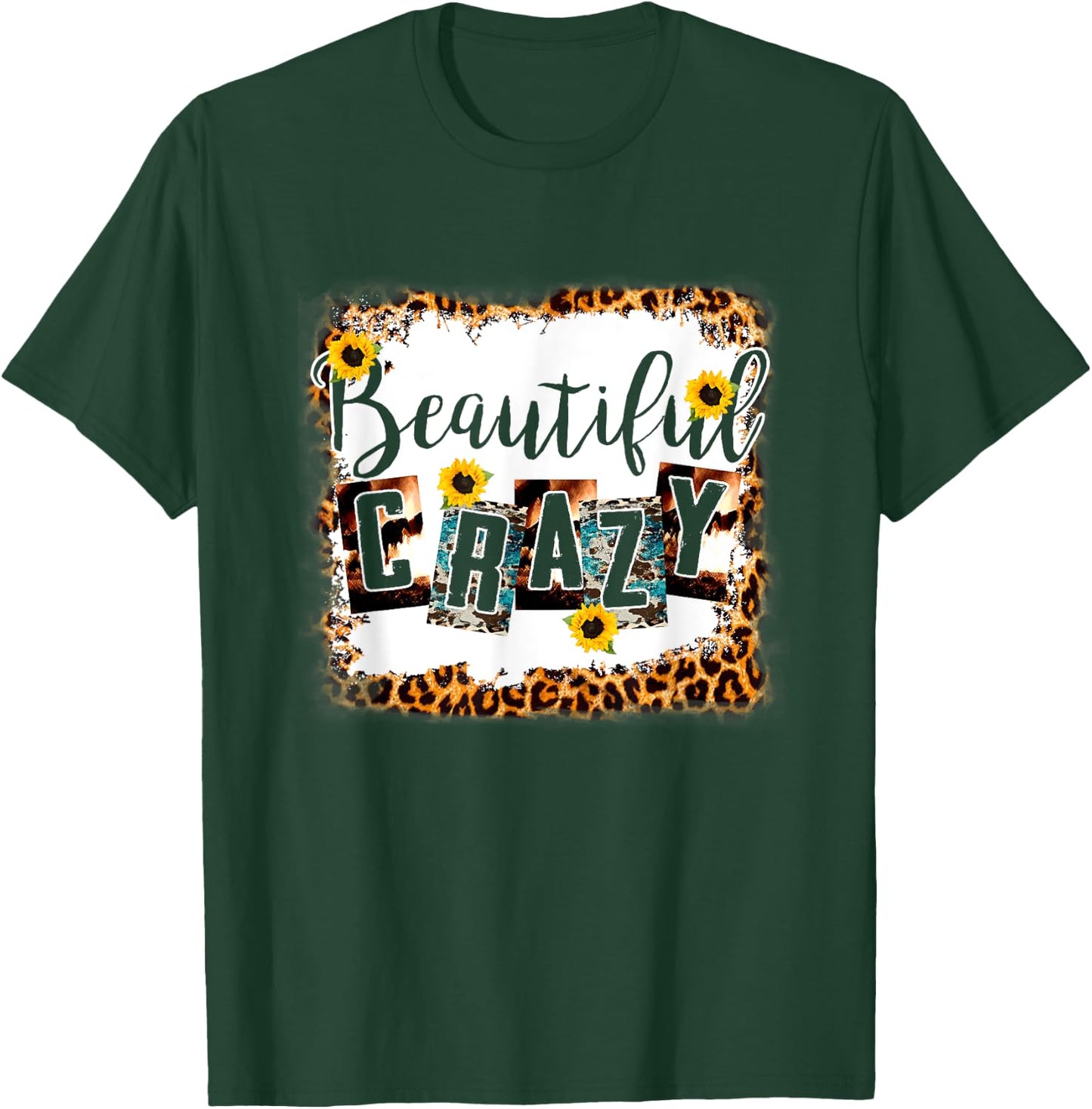 Crazy Women Beautiful Country Music Girl Western Leopard T-Shirt - T-Shirt | Forest