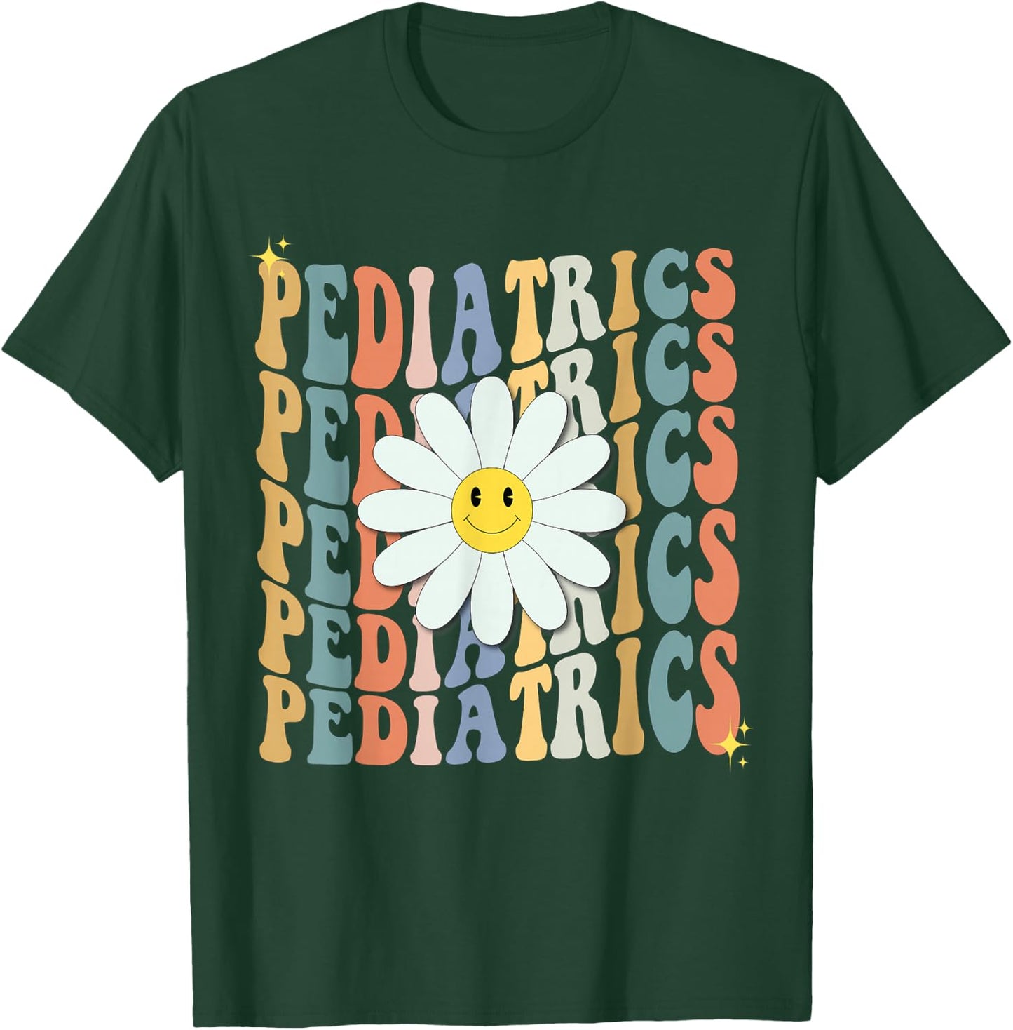 Pediatrics Nurse Squad Pediatrician Team Peds Crew Flowers T-Shirt - T-Shirt | Forest