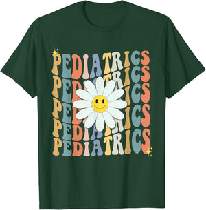Pediatrics Nurse Squad Pediatrician Team Peds Crew Flowers T-Shirt - T-Shirt | Forest