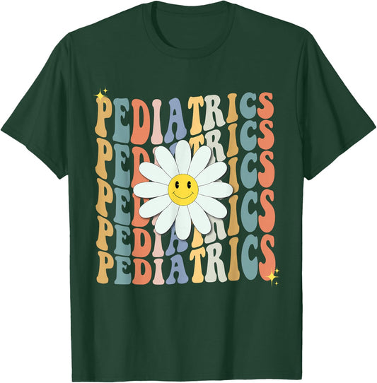 Pediatrics Nurse Squad Pediatrician Team Peds Crew Flowers T-Shirt - T-Shirt | Forest
