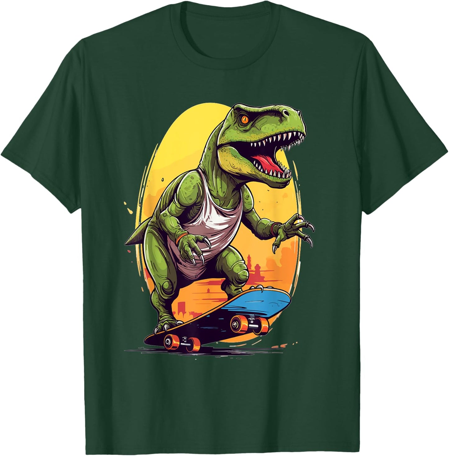 T-Rex Skater - Skateboard Skateboarder Skateboarding T-Shirt - T-Shirt | Forest