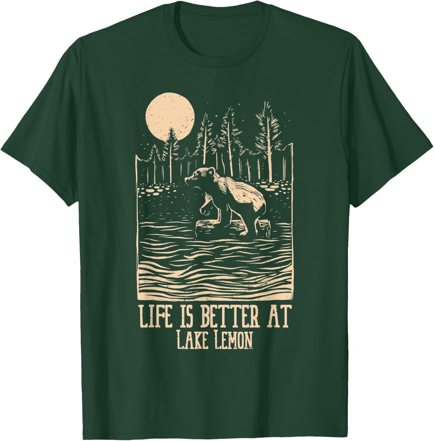 Life Is Better At Lake Lemon Kayaking And Pontooning T-Shirt - T-Shirt | Forest